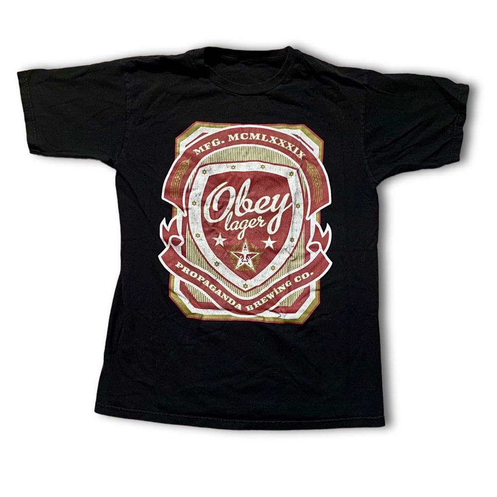Obey Lager Men's Graphic Black Tee